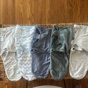Set of 5 Baby Swaddle Velcro Wraps